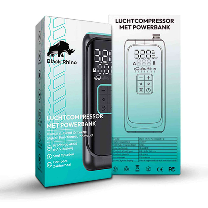 Black Rhino AeroBoost T-2 elektrische fietspomp Black Rhino 
