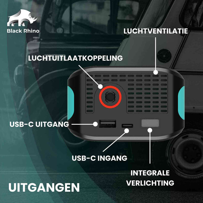 Black Rhino AeroBoost T-3 elektrische fietspomp Black Rhino 